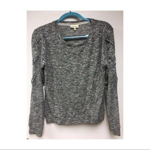 Gray sweater, Size M, “x” tie design on sleeves